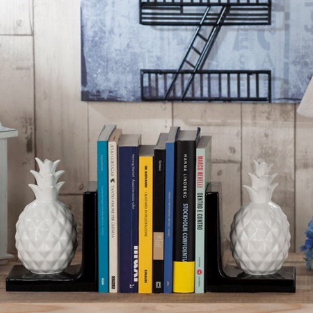 Immagine di Set di 2 Ferma Libri in Ceramica Modello Ananas 