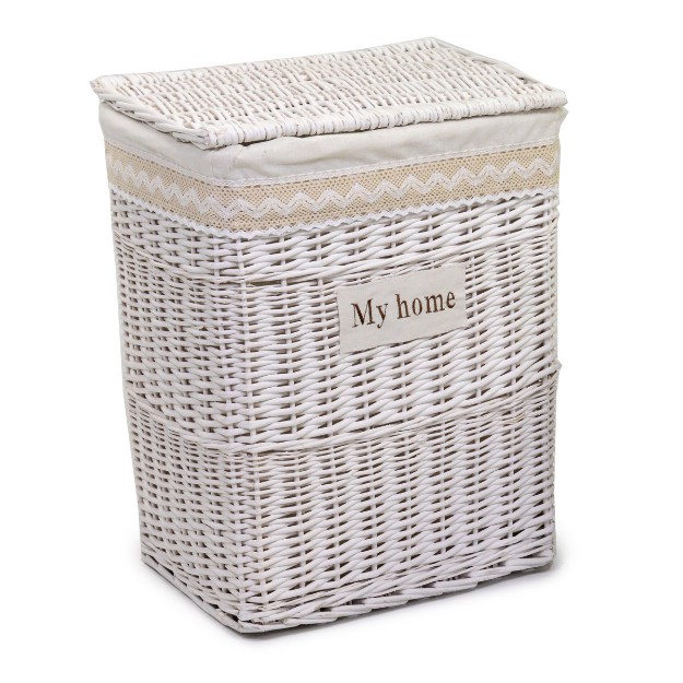 Cestone In Vimini Con Cuscino 43x33x56 Cm - Ideale Per Arredamento, Portaoggetti O Come Cestino Decorativo