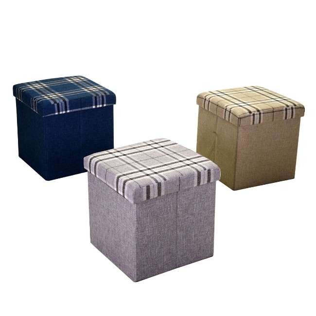 Immagine di Pouf Contenitore Quadrato in Tessuto 
