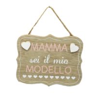 Immagine di Targhetta in Legno Mamma Modello e Papà Supereroe 
