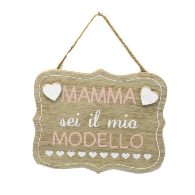 Immagine di Targhetta in Legno Mamma Modello e Papà Supereroe 