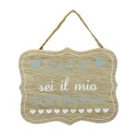 Immagine di Targhetta in Legno Mamma Modello e Papà Supereroe 