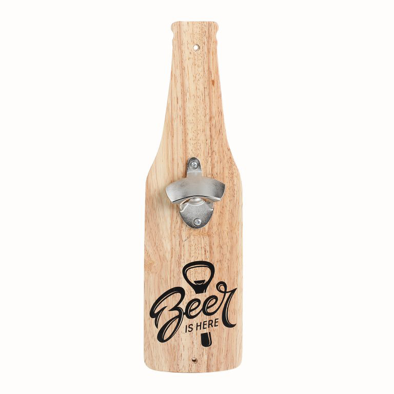 My Home Apribottiglie Da Parete In Legno – Giallo, 40x10x3 Cm – Ideale Per Birra E Cantina - 3