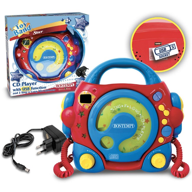 Immagine di Bontempi Lettore CD Portatile con 2 Microfoni e Porta USB