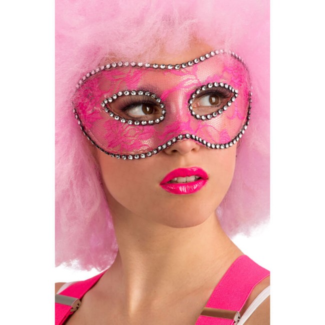 Immagine di Maschera con Pizzo Rosa e Strass 
