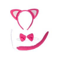 Immagine di Set Gattina Cerchietto, Coda e Papillon Rosa 