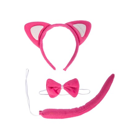 Immagine di Set Gattina Cerchietto, Coda e Papillon Rosa 
