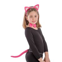 Immagine di Set Gattina Cerchietto, Coda e Papillon Rosa 