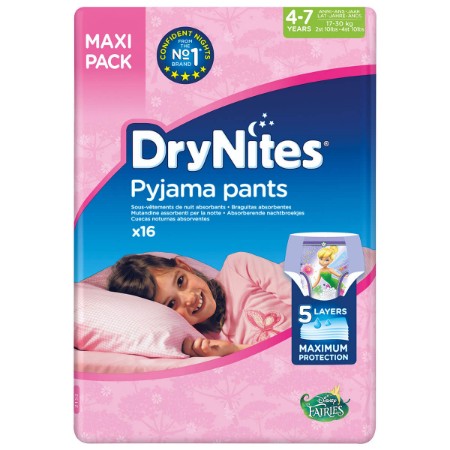 Immagine di Mutandine DryNites Maxi Pack Confezione da 16 pezzi Girl (4-7 anni) 17-30 Kg