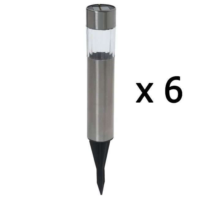 Immagine di Set 6 Lampade Solari in Acciaio Inox a LED 