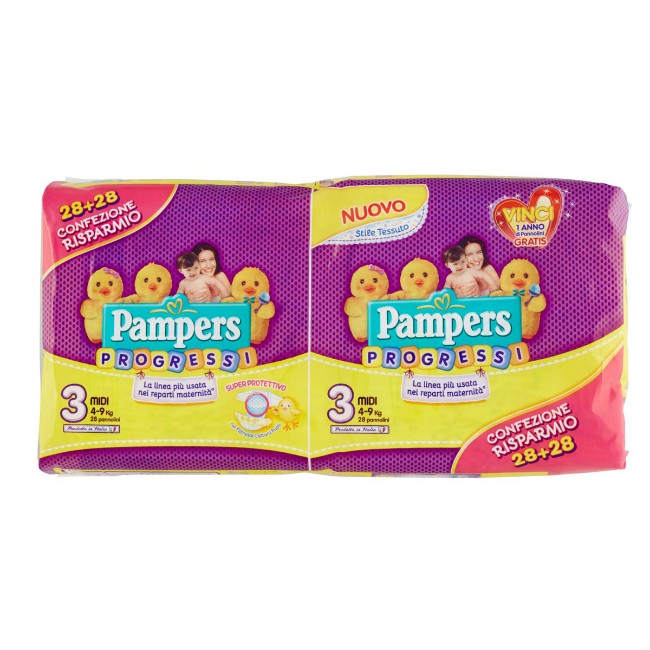 Immagine di Pannolini Progessi 3 Midi (4-9 kg) Confezione da 56 pezzi