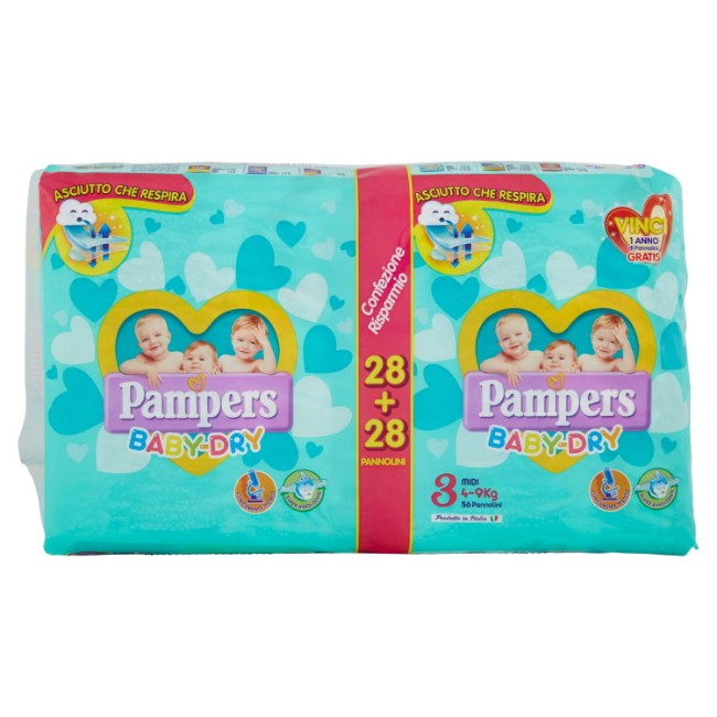 Immagine di Pannolini Baby Dry 3 Midi (4-9 kg) Confezione da 56 pezzi