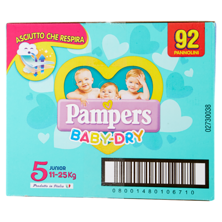Immagine di Pannolini Baby Dry Junior 5 quadripack 92 pezzi 
