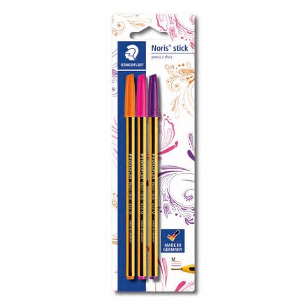 Immagine di 3 Penne a Sfera M Noris Stick Colori Assortiti 