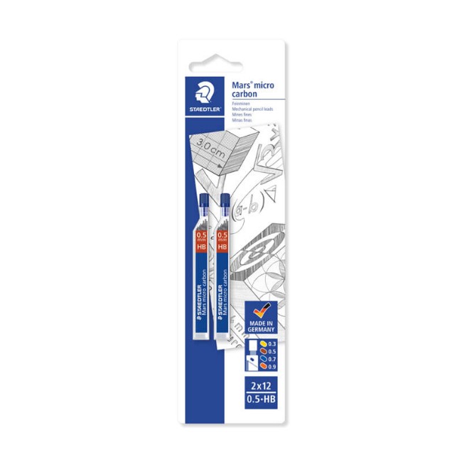 Immagine di 2 Astucci Mine Mars Micro Carbon HB 0,5mm 
