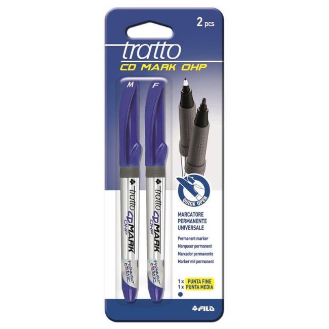 Immagine di 2 Marcatori Permanenti Universali Marker Pen OHP F-M Blu 
