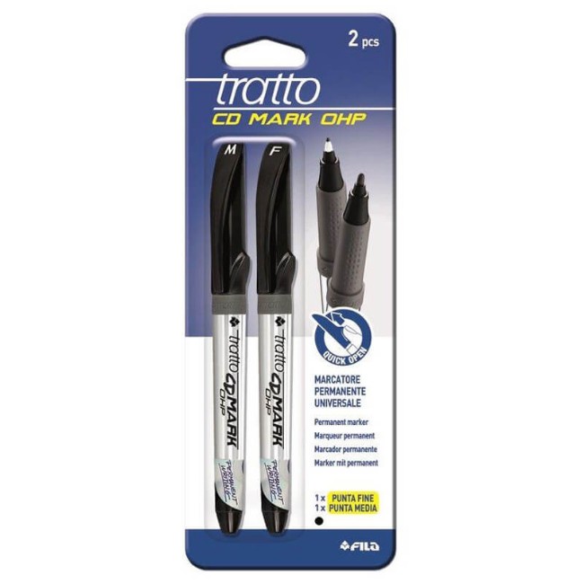 Immagine di 2 Marcatori Permanenti Universali Marker Pen OHP F-M Nero 