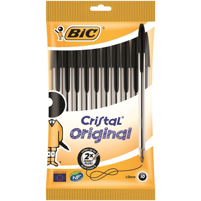 Immagine di 10 Penne a Sfera Cristal Original Nero 