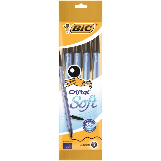 BIC CRISTAL - 10 Penne A Sfera Ricaricabili, Punta Media, Inchiostro Nero