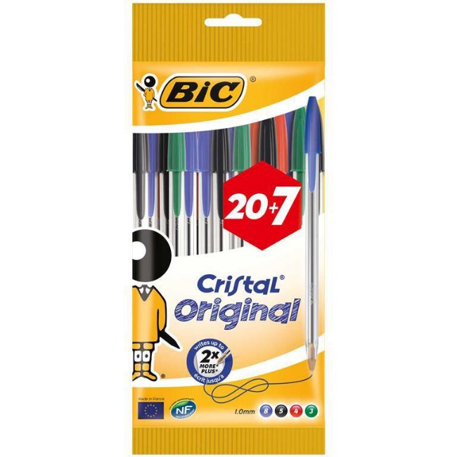 Immagine di 27 Penne a Sfera Cristal Original 4 Colori 