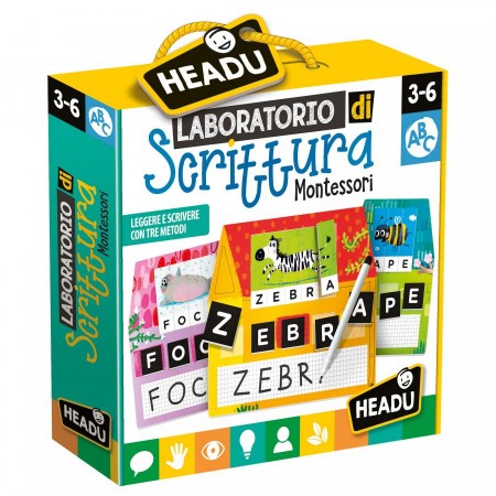 Immagine di Headu Laboratorio di Scrittura Montessori - Leggere e Scrivere con 3 Metodi - Gioco Educativo 3-6 Anni 