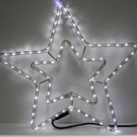Immagine di Stella Natalizia Luminosa 54cm Bianco Freddo 10 LED Lampeggianti 