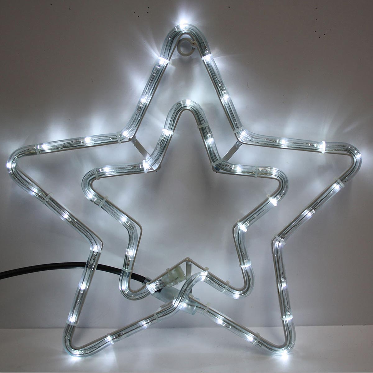 Cepewa Stella luminosa 3D bianca, 12 punte da appendere, con funzione timer, cavo da 3 m, luce natalizia (1 stella a LED bianco