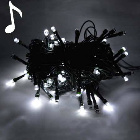 Luci di Natale con Musica 6,5m Luce Fredda 100 LED