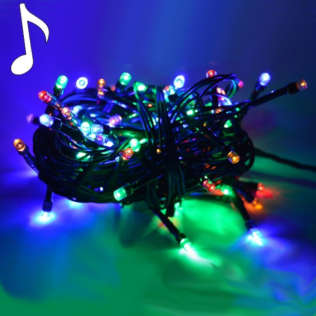 Immagine di Luci di Natale 100 LED Multicolore con Musica 