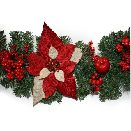 Immagine di Ghirlanda con Stelle di Natale e Mele 180cm 