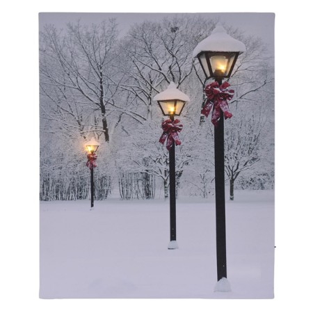 Immagine di Quadro a LED Paesaggio Innevato con Lampioni 50 x 40 cm