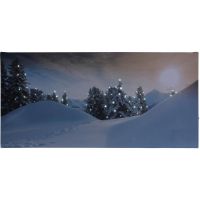 Immagine di Quadro a LED con Paesaggi e Alberi Innevati 28x58cm