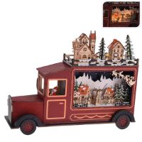 Immagine di Scenetta Natalizia con LED su Camion Rosso in Legno