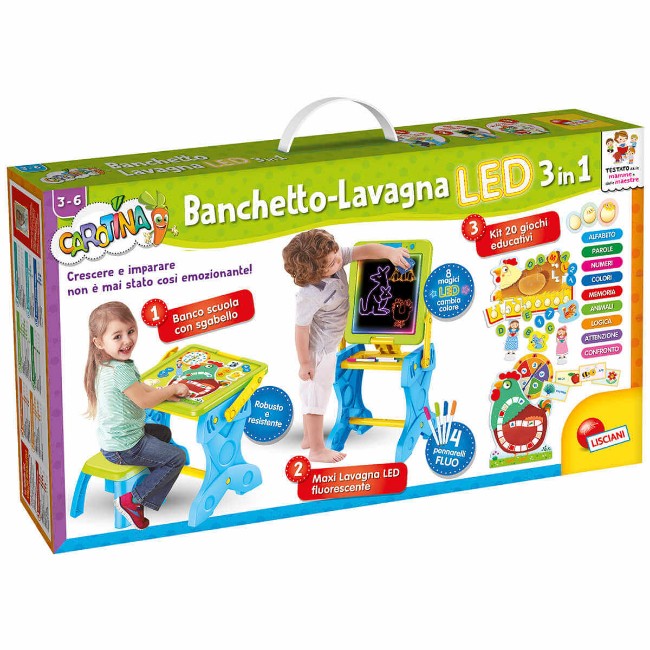 Carotina Banchetto Lavagna LED 3in1 Lisciani