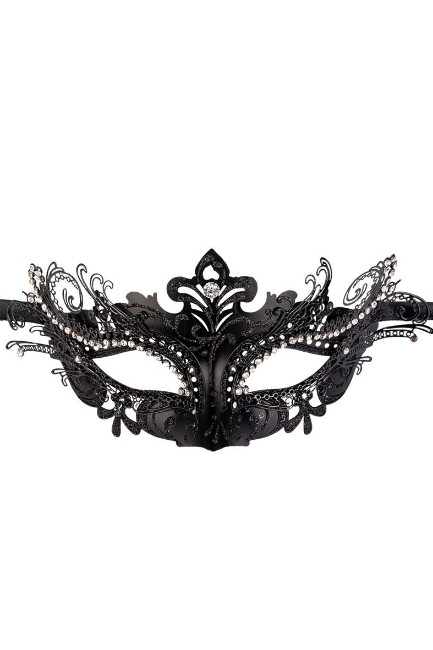 Immagine di Maschera nera in metallo con strass 
