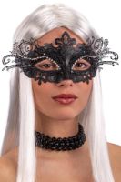 Immagine di Maschera nera in metallo con strass 