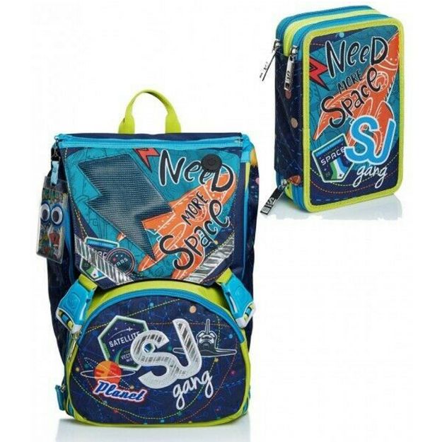 Paniate - Schoolpack Sj Ledtech Boy Zaino Sdoppiabile + Astuccio 3 Zip  Seven in offerta da Paniate
