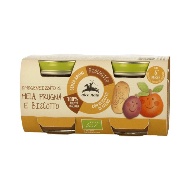 Immagine di Omogeneizzato Mela Prugna e Biscotto Biologico Alce Nero 2x80g