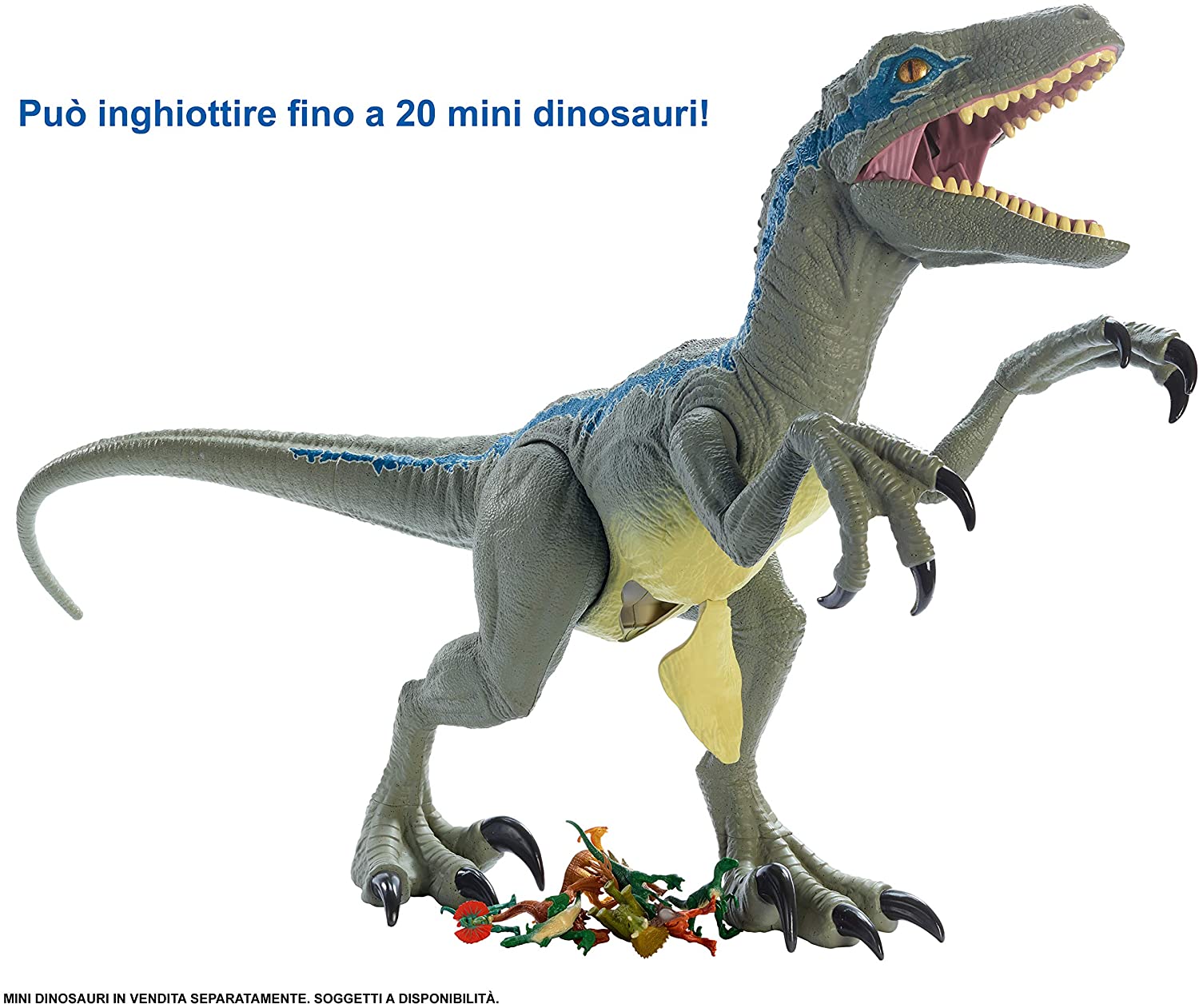 Paniate - Jurassic World Dino Rivals Velociraptor Blu 37 cm Mattel in ...