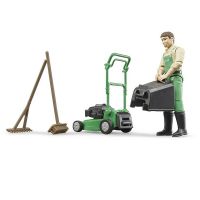 Immagine di Giardiniere con Tosaerba e Attrezzatura 