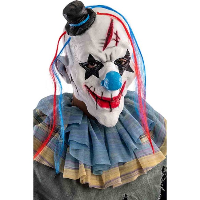 Immagine di Maschera clown horror in lattice con capelli e cappellino 