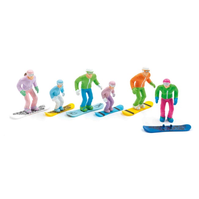 Set 6 Snowboarder per Villaggio Natalizio