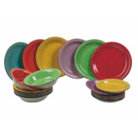 Servizio Tavola Baita 18 Pezzi In Gres Dipinto A Mano - 6 Posti Multicolore