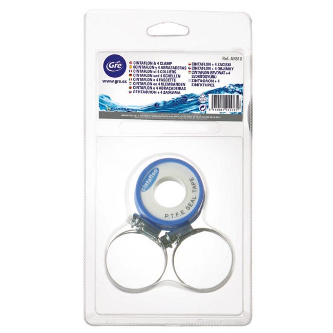 Immagine di Kit con Rotolo di Teflon e 4 Morsetti di Fissaggio 32/38 mm