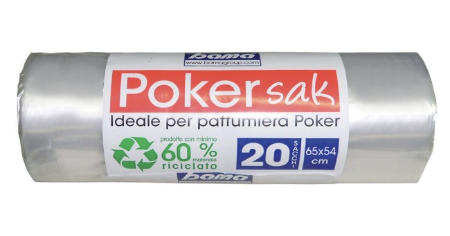 Immagine di Bama Poker Sak Sacchetti Immondizia 30 Litri Trasparenti - Rotolo da 20 Pezzi