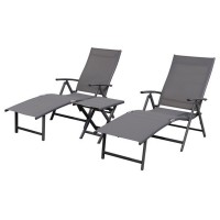 Immagine di Set Tropea 2 Sdraio + Tavolino in Alluminio Grigio/Grigio
