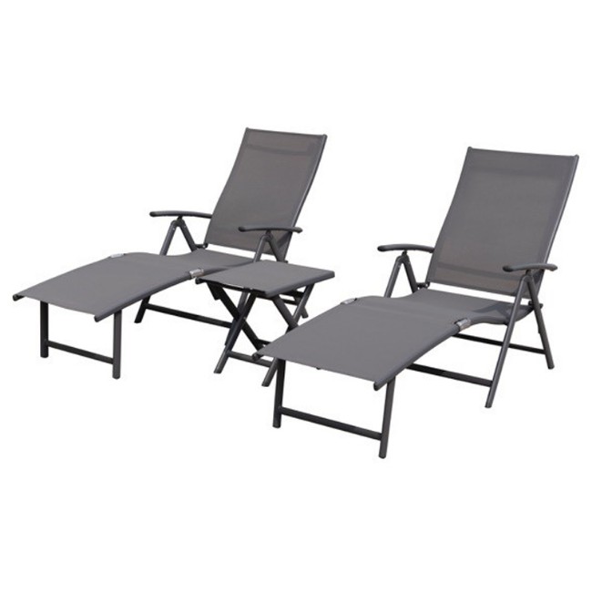 Immagine di Set Tropea 2 Sdraio + Tavolino in Alluminio Grigio/Grigio
