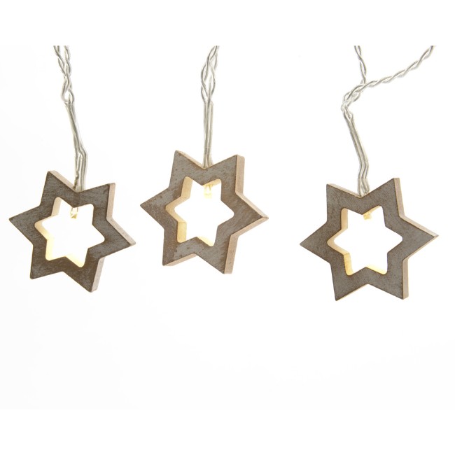 Luci di Natale Led con Stelle in Legno 