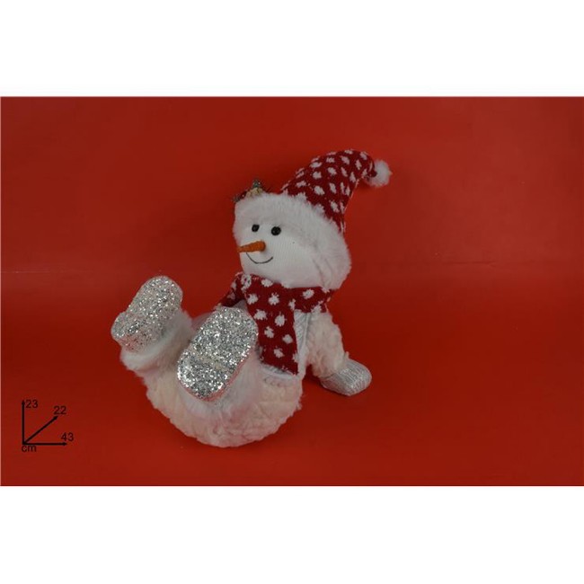 Pupazzo di Neve Seduto con Glitter 43 cm 