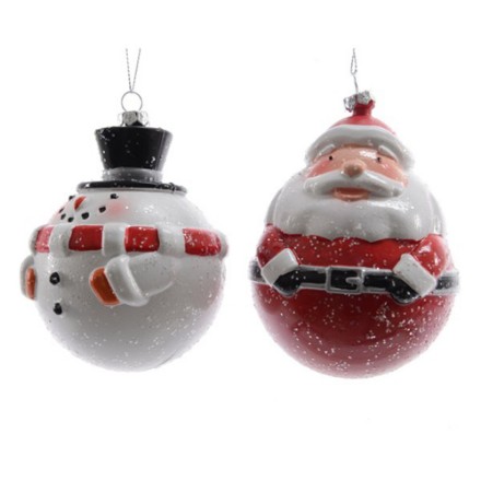 Babbo Natale o Pupazzo di Neve con Glitter 9cm
